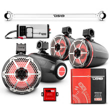 Load image into Gallery viewer, JK-TUBE 4x 8" Marine Towers Speakers with RGB LED Lights, 4-Channel Marine Amplifier and AMPKIT for Jeep JK/JKU