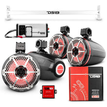 Load image into Gallery viewer, JL-TUBE 4x 8" Marine Towers Speakers with RGB LED Lights, 4-Channel Marine Amplifier and AMPKIT for Jeep JL