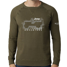 Load image into Gallery viewer, Mens Jeep® Freedom Adventure Crew Neck French Terry Sweatshirt - Heather Military Green