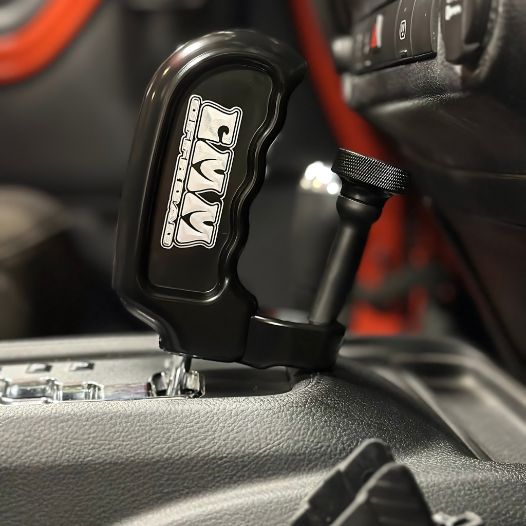 CMM Offroad billet shifter handle finish and customization example — available from Offroad Trading Company