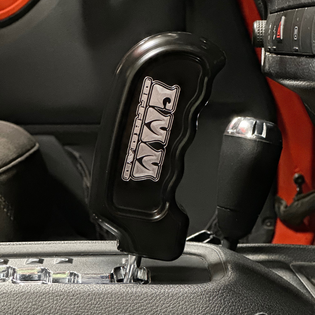 CMM Offroad billet shifter handle finish and customization example — available from Offroad Trading Company