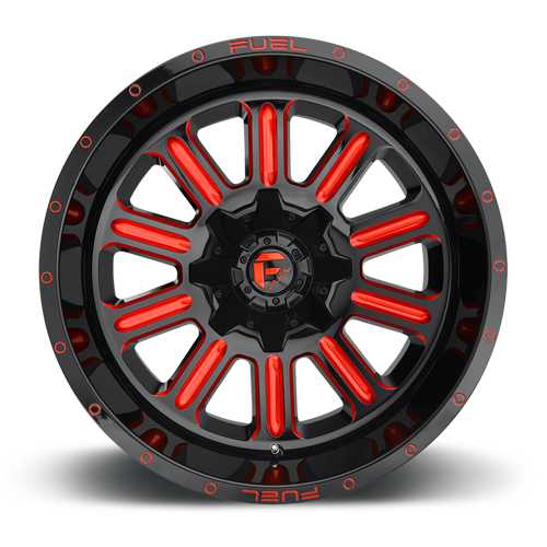 Fuel Off-Road Aluminum Wheels 20X12 Hardline D621 5 On 114.3/5 On 127 Gloss Black/Candy Red 78.1 Bore -44 Offset Fuel Off Road Wheels - D62120202647