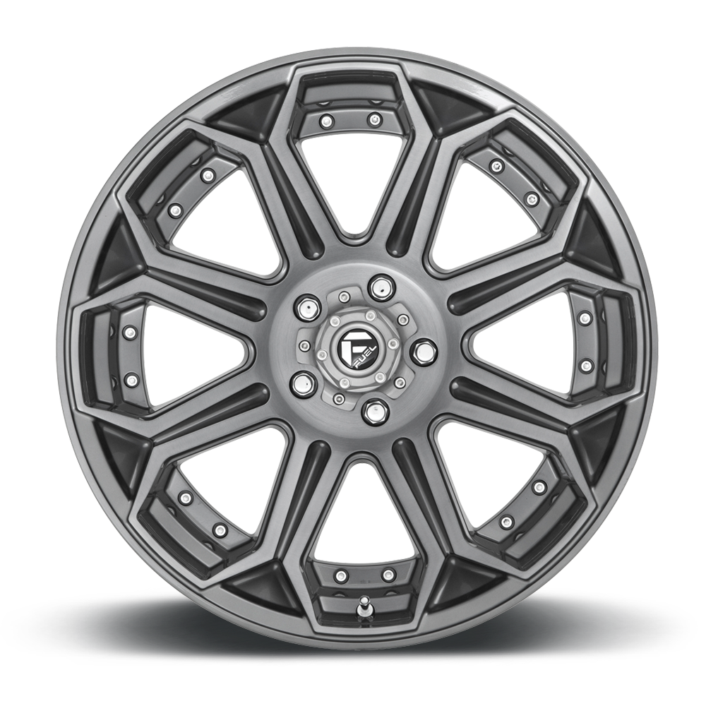 Fuel Off-Road Aluminum Wheels 20X9 Siege D705 5 On 150 Brushed Gunmetal Gray Tinted Clear 110.2 Bore 1 Offset Fuel Off Road Wheels - D70520905650