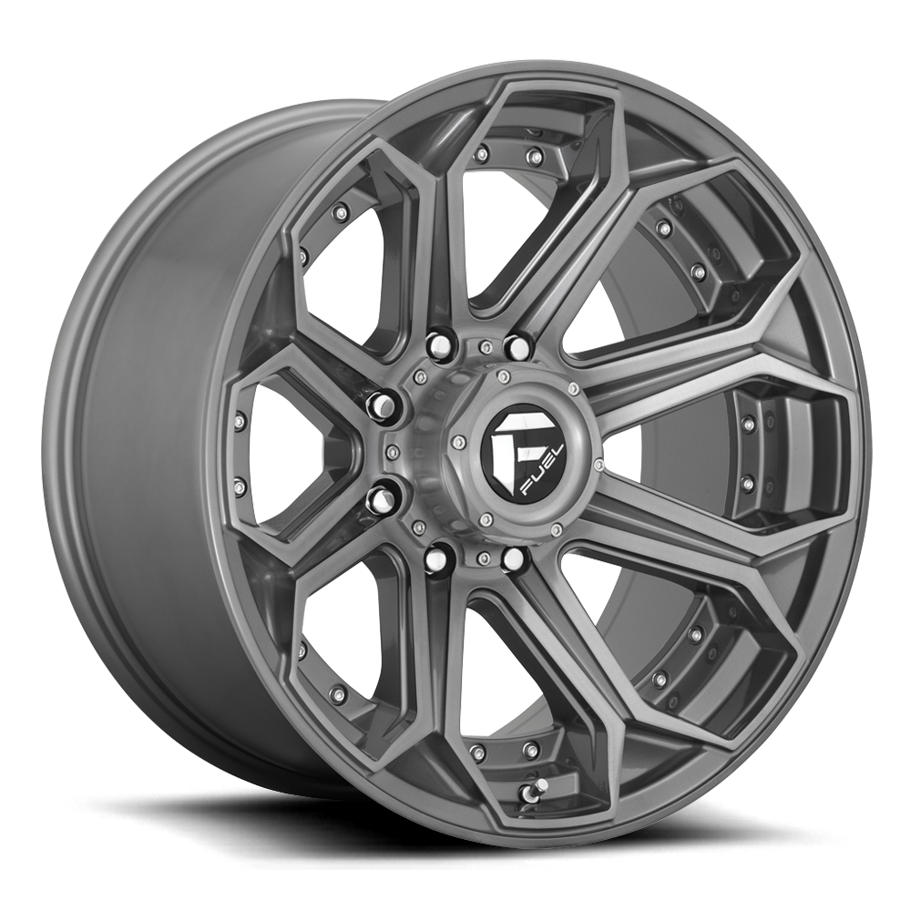Fuel Off-Road Aluminum Wheels 20X9 Siege D705 8 On 165.1 Brushed Gunmetal Gray Tinted Clear 125.2 Bore 1 Offset Fuel Off Road Wheels - D70520908250