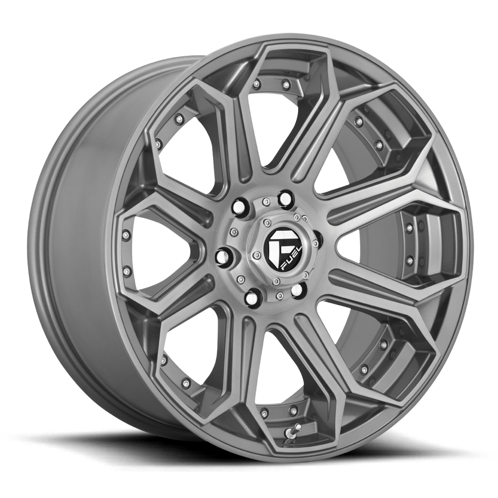 Fuel Off-Road Aluminum Wheels 20X9 Siege D705 6 On 135 Brushed Gunmetal Gray Tinted Clear 87.1 Bore 1 Offset Fuel Off Road Wheels - D70520908950