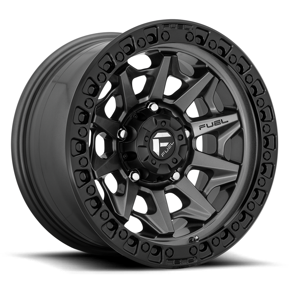 Fuel Off-Road Aluminum Wheels 20X9 Covert D716 8 On 180 Matte Gunmetal Gray Black Bead Ring 124.3 Bore 1 Offset Multi Spoke Fuel Off Road Wheels - D71620901850