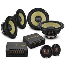 Load image into Gallery viewer, DXQ 6.5" 3-Way Component Speaker Set with Neodymium Magnet and Yellow Straw + Composite Foam Cone | | 180W RMS 4-Ohm