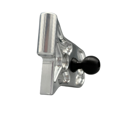 CMM Offroad billet hinge with black accessory ball — available from Offroad Trading Company