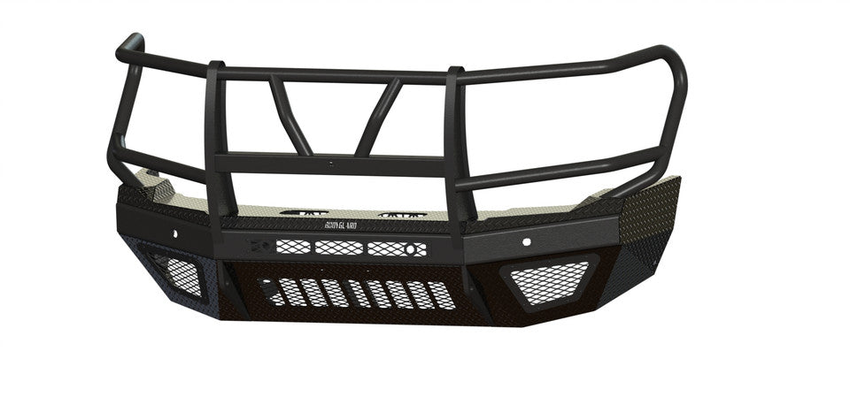 T2 Front Bumper Extreme For 2024-2026 Sierra 2500/3500 HD Sensor Cutouts Factory Fog lights Standard Skid Plate Without Mesh Grill With Camera Harness Gloss Black Powdercoat Bodyguard Bumpers