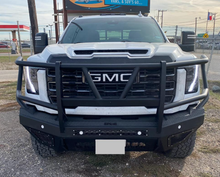 Load image into Gallery viewer, T2 Front Bumper Extreme For 2024-2026 Sierra 2500/3500 HD Sensor Cutouts Factory Fog lights Standard Skid Plate Without Mesh Grill With Camera Harness Gloss Black Powdercoat Bodyguard Bumpers