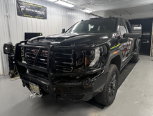 Load image into Gallery viewer, T2 Front Bumper Extreme For 2024-2026 Sierra 2500/3500 HD Sensor Cutouts Factory Fog lights Standard Skid Plate Without Mesh Grill With Camera Harness Gloss Black Powdercoat Bodyguard Bumpers
