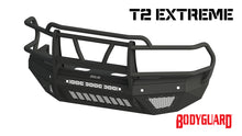 Load image into Gallery viewer, T2 Front Bumper Extreme For 2019-2026 Ram 2500/3500 HD Sensor Cutouts Factory Fog Cutouts Standard Skid Plate Without Mesh Grill With Camera Harness Gloss Black Powdercoat Bodyguard Bumpers