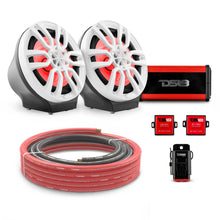 Load image into Gallery viewer, 8" Loaded Flat Mount Speaker Pods with Amplifier, Installation Kit and RGB LED Lights, Package for Can-Am Spyder &amp; Ryker