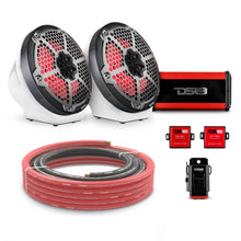 Load image into Gallery viewer, 8" Loaded Flat Mount Speaker Pods with Amplifier, Installation Kit and RGB LED Lights, Package for Can-Am Spyder &amp; Ryker