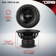 Load image into Gallery viewer, EXL 15” Subwoofer Quad Stack with Reinforced Cone 3000 Watts RMS 4” Dvc 4-Ohm