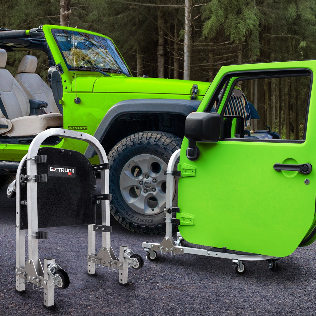 Jeep 2-Door Aluminum Folding Rolling Door Cart – Storage Door Rack Holder Stand by EZ4X4