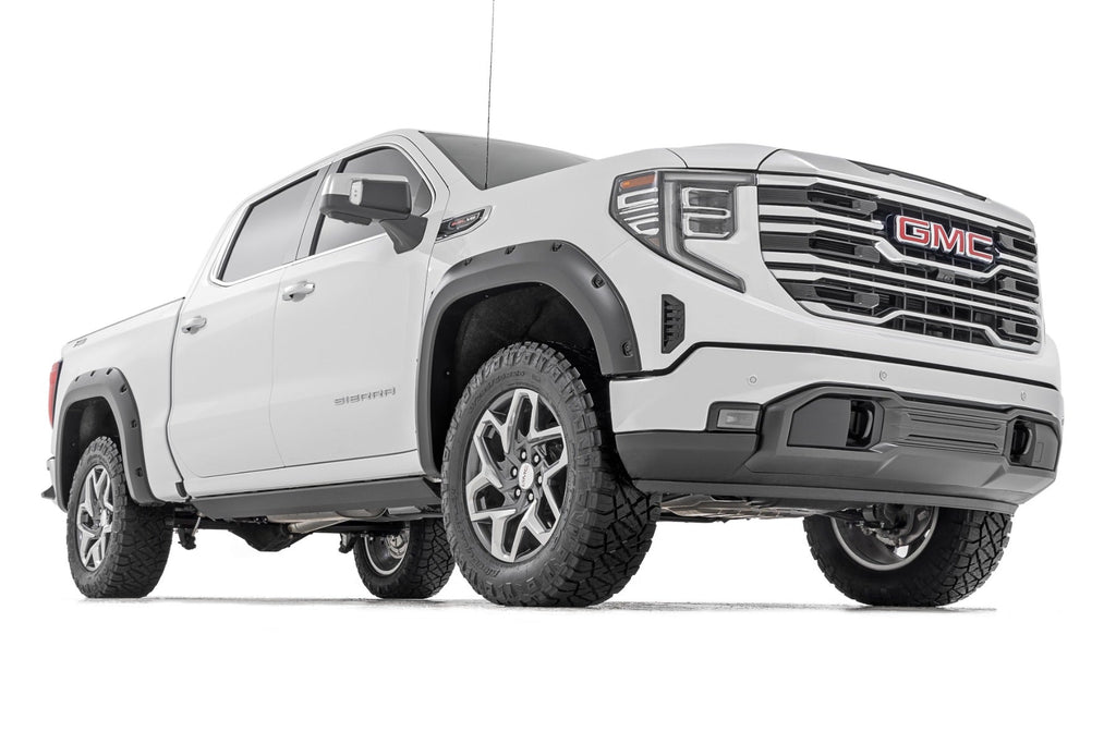 Rough Country Fender Flares Traditional Pocket Fender Flares Flat Black 19-Up GMC Sierra 1500 2WD/4WD Rough Country - F-C11950A