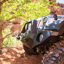 Load image into Gallery viewer, Jeep JK Full Front Bumper For 07-18 Wrangler JK With Winch Plate Bull Bar Black Powdercoated Rigid Series Rock Slide Engineering