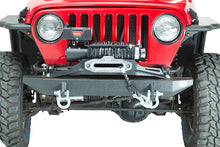 Load image into Gallery viewer, Fishbone Offroad Winch Cover Plate Jeep TJ Winch Plate Steel 97-06 Wrangler TJ Black Textured Powdercoat Piranha Series Fishbone Offroad - FB21052