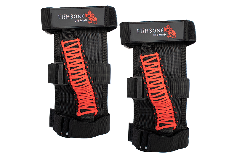 Fishbone Offroad Grab Handles Paracord Grab Handles w/Three Straps Red Fishbone Offroad - FB55280