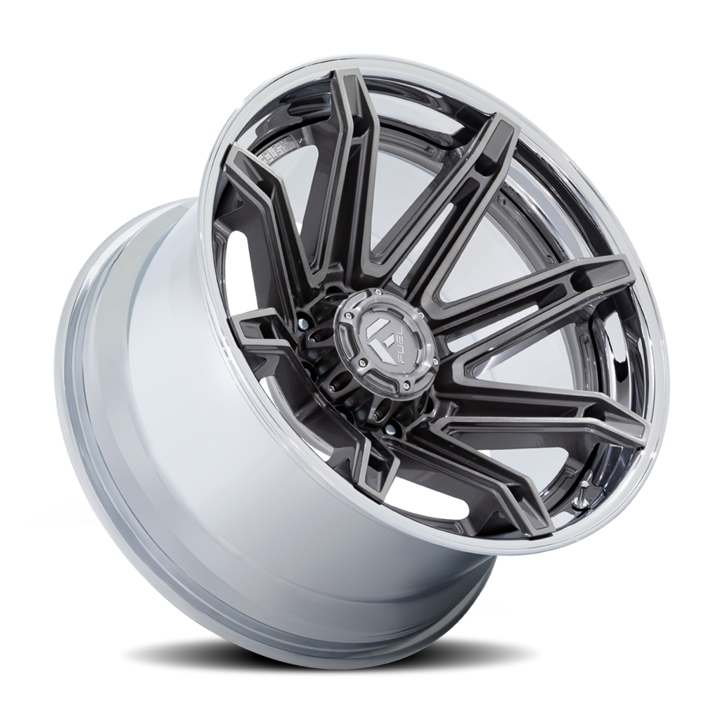 Fuel Off-Road Aluminum Wheels 24X12 Brawl FC401AP 8 On 165.1 Platinum Silver Chrome Lip 125.1 Bore -44 Offset Fuel Off Road Wheels - FC401AP24128044N