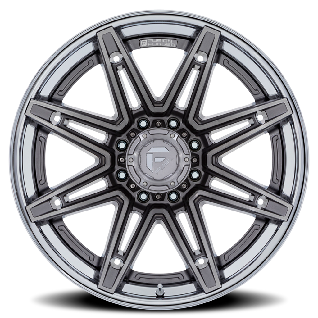 Fuel Off-Road Aluminum Wheels 24X12 Brawl FC401AP 8 On 165.1 Platinum Silver Chrome Lip 125.1 Bore -44 Offset Fuel Off Road Wheels - FC401AP24128044N