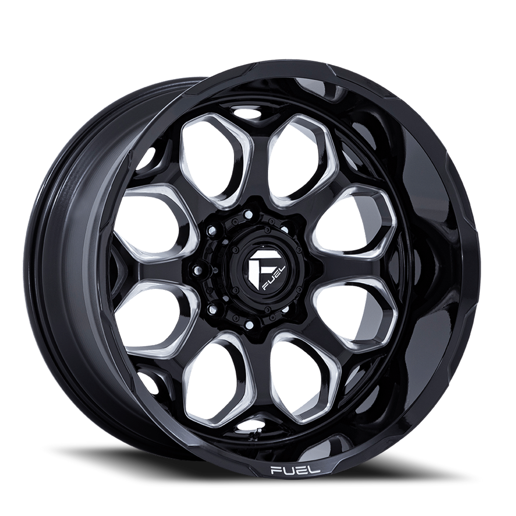 Fuel Off-Road Aluminum Wheels 20X9 Scepter FC862 BE 6 On 139.7 Gloss Black Milled 106.1 Bore 1 Offset Fuel Off Road Wheels - FC862BE20906801