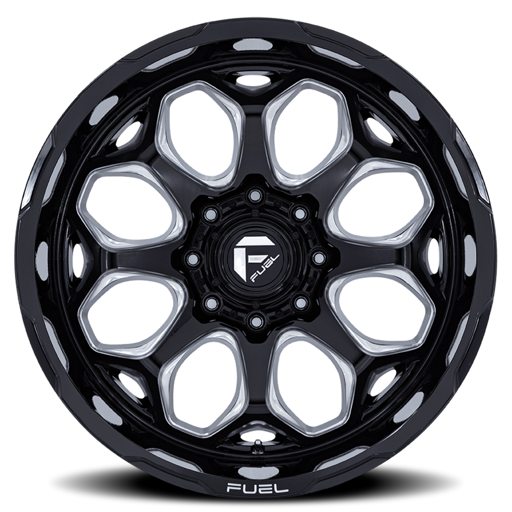 Fuel Off-Road Aluminum Wheels 20X9 Scepter FC862 BE 8 On 165.1 Gloss Black Milled 125.1 Bore 1 Offset Fuel Off Road Wheels - FC862BE20908001