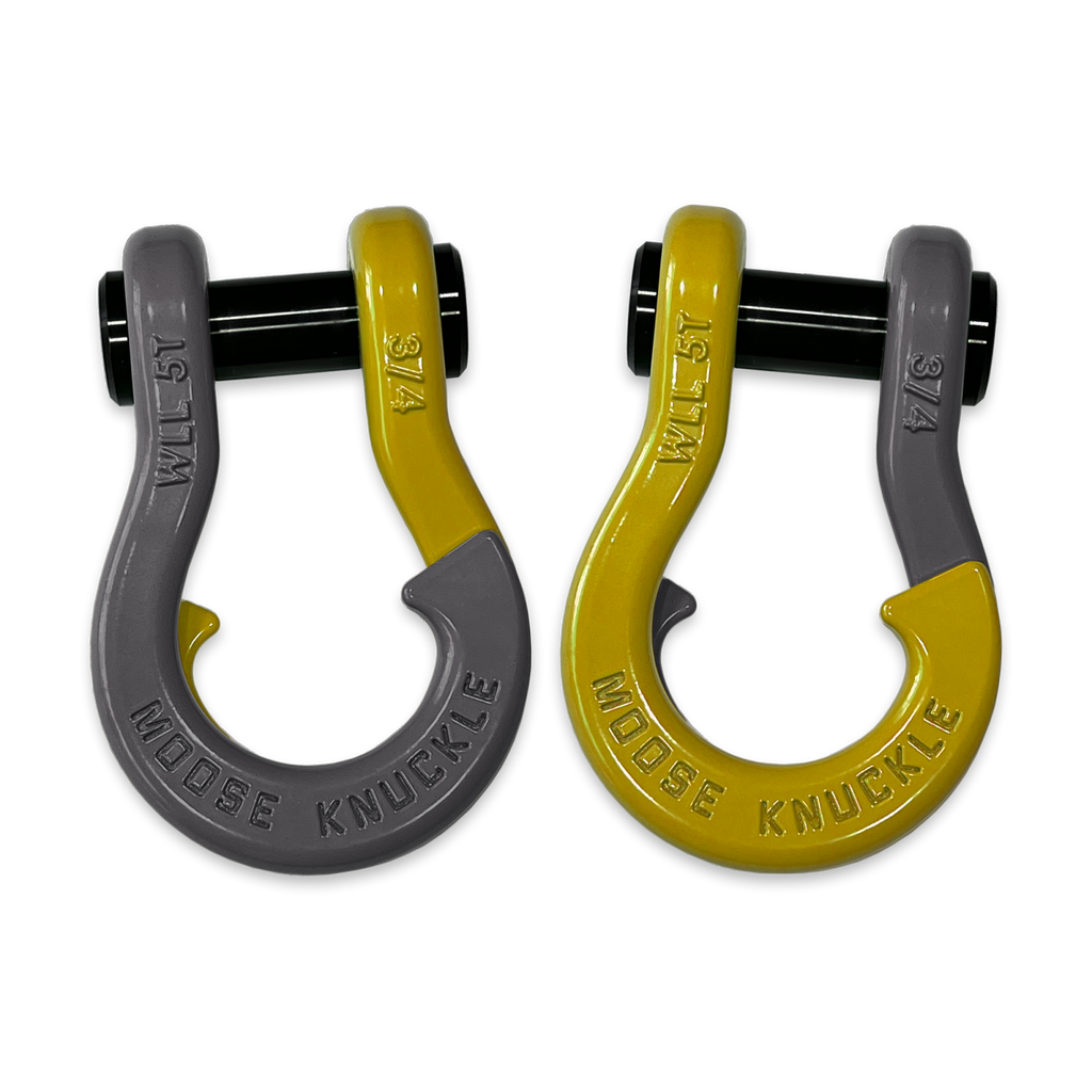Jowl Recovery Split Shackle 3/4 Gun Gray and Detonator Yellow Combo Moose Knuckle Offroad