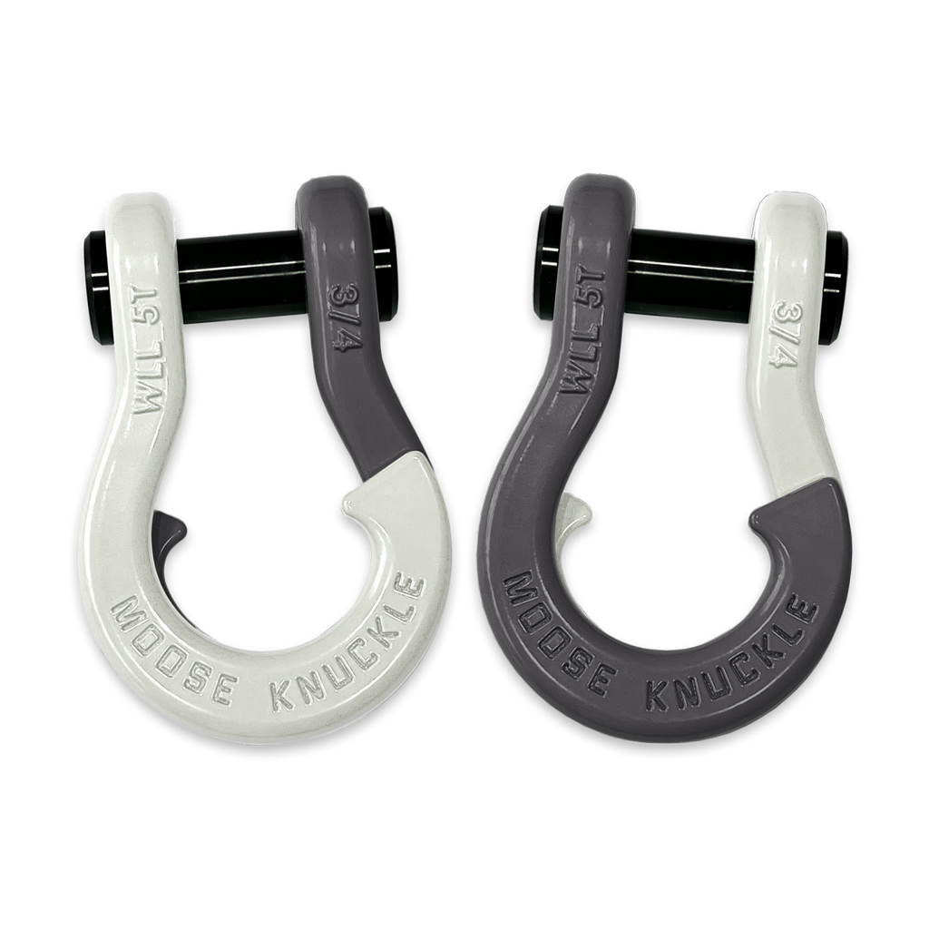 Jowl Recovery Split Shackle 3/4 Pure White and Gun Gray Combo Moose Knuckle Offroad