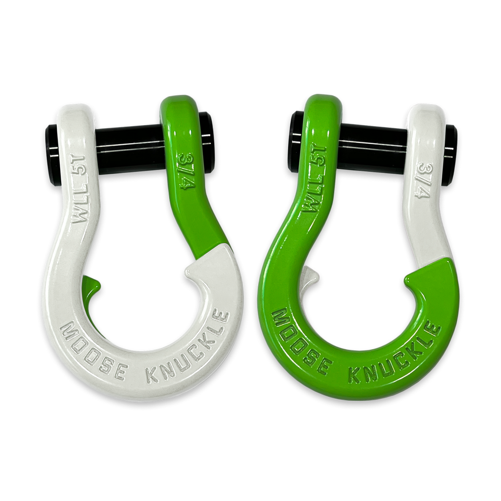 Jowl Recovery Split Shackle 3/4 Pure White and Sublime Green Combo Moose Knuckle Offroad
