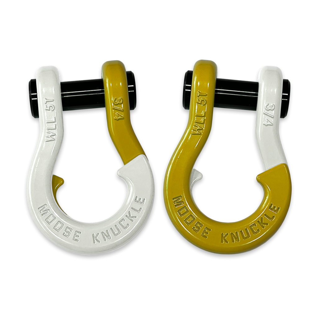Jowl Recovery Split Shackle 3/4 Pure White and Detonator Yellow Combo Moose Knuckle Offroad