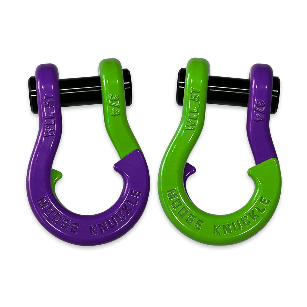 Jowl Recovery Split Shackle 3/4 Grape Escape and Sublime Green Combo Moose Knuckle Offroad