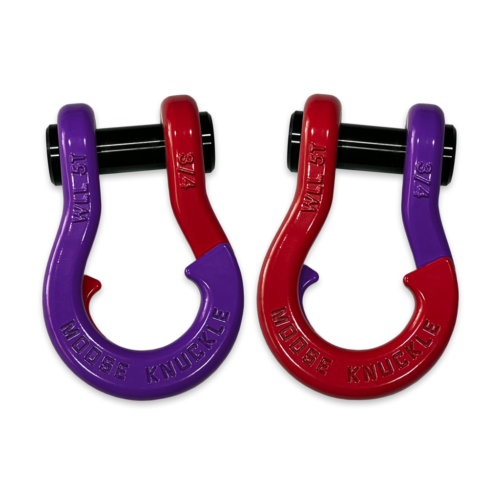 Jowl Recovery Split Shackle 3/4 Grape Escape and Flame Red Combo Moose Knuckle Offroad