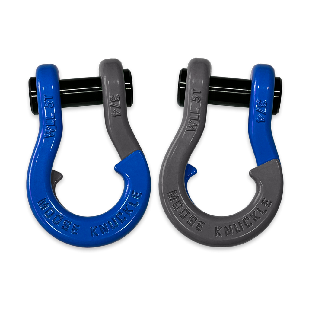 Jowl Recovery Split Shackle 3/4 Blue Balls and Gun Gray Combo Moose Knuckle Offroad