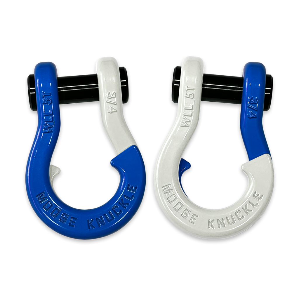 Jowl Recovery Split Shackle 3/4 Blue Balls and Pure White Combo Moose Knuckle Offroad