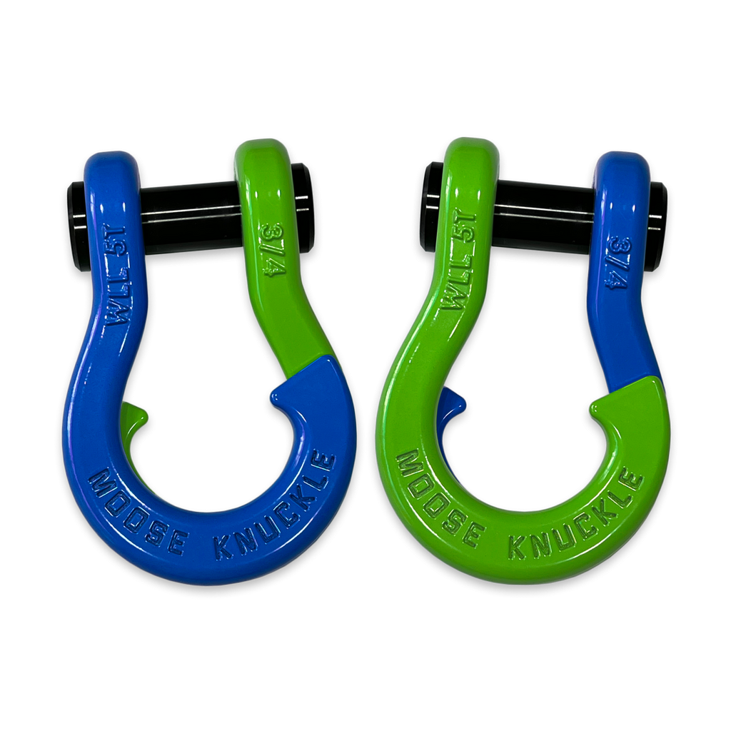 Jowl Recovery Split Shackle 3/4 Blue Balls and Sublime Green Combo Moose Knuckle Offroad