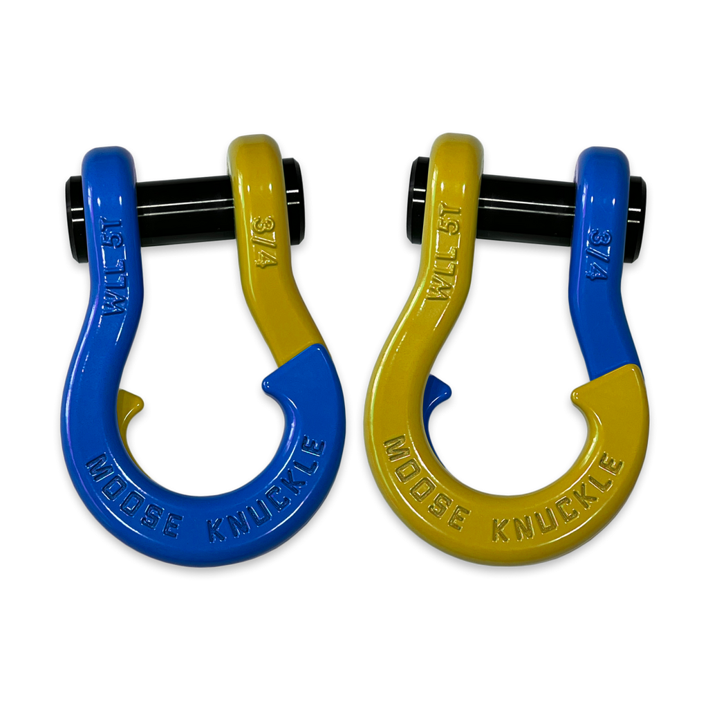 Jowl Recovery Split Shackle 3/4 Blue Balls and Detonator Yellow Combo Moose Knuckle Offroad