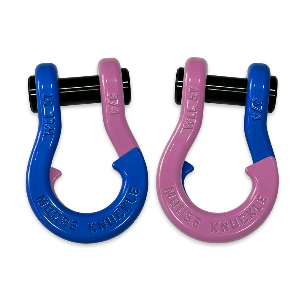 Jowl Recovery Split Shackle 3/4 Blue Balls and Pretty Pink Combo Moose Knuckle Offroad