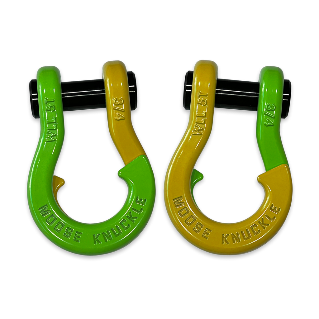 Jowl Recovery Split Shackle 3/4 Sublime Green and Detonator Yellow Combo Moose Knuckle Offroad