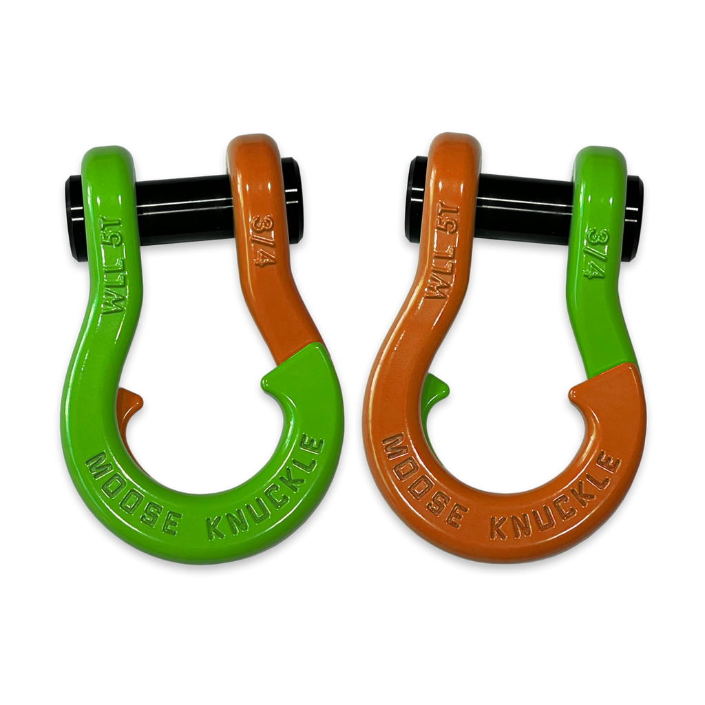 Jowl Recovery Split Shackle 3/4 Sublime Green and Obscene Orange Combo Moose Knuckle Offroad