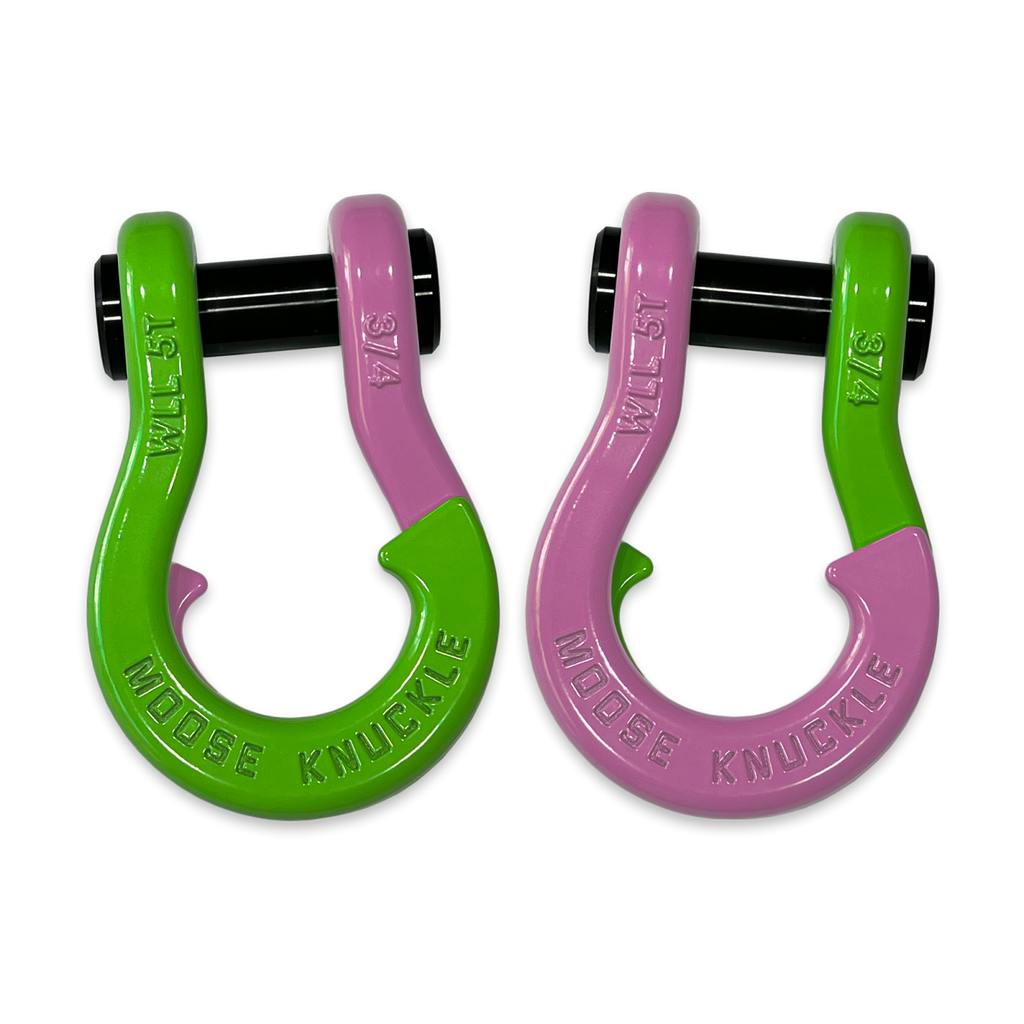 Jowl Recovery Split Shackle 3/4 Sublime Green and Pretty Pink Combo Moose Knuckle Offroad