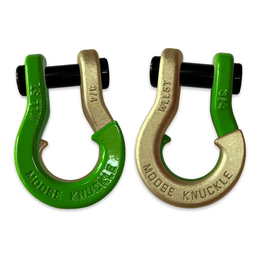 Jowl Recovery Split Shackle 3/4 Sublime Green and Brass Knuckle Combo Moose Knuckle Offroad