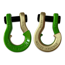Load image into Gallery viewer, Jowl Recovery Split Shackle 3/4 Sublime Green and Brass Knuckle Combo Moose Knuckle Offroad