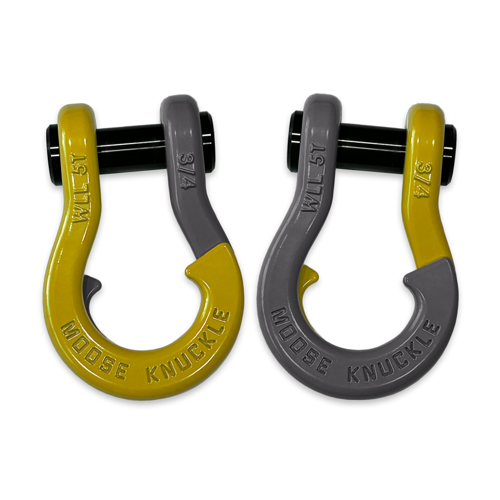 Jowl Recovery Split Shackle 3/4 Detonator Yellow and Gun Gray Combo Moose Knuckle Offroad