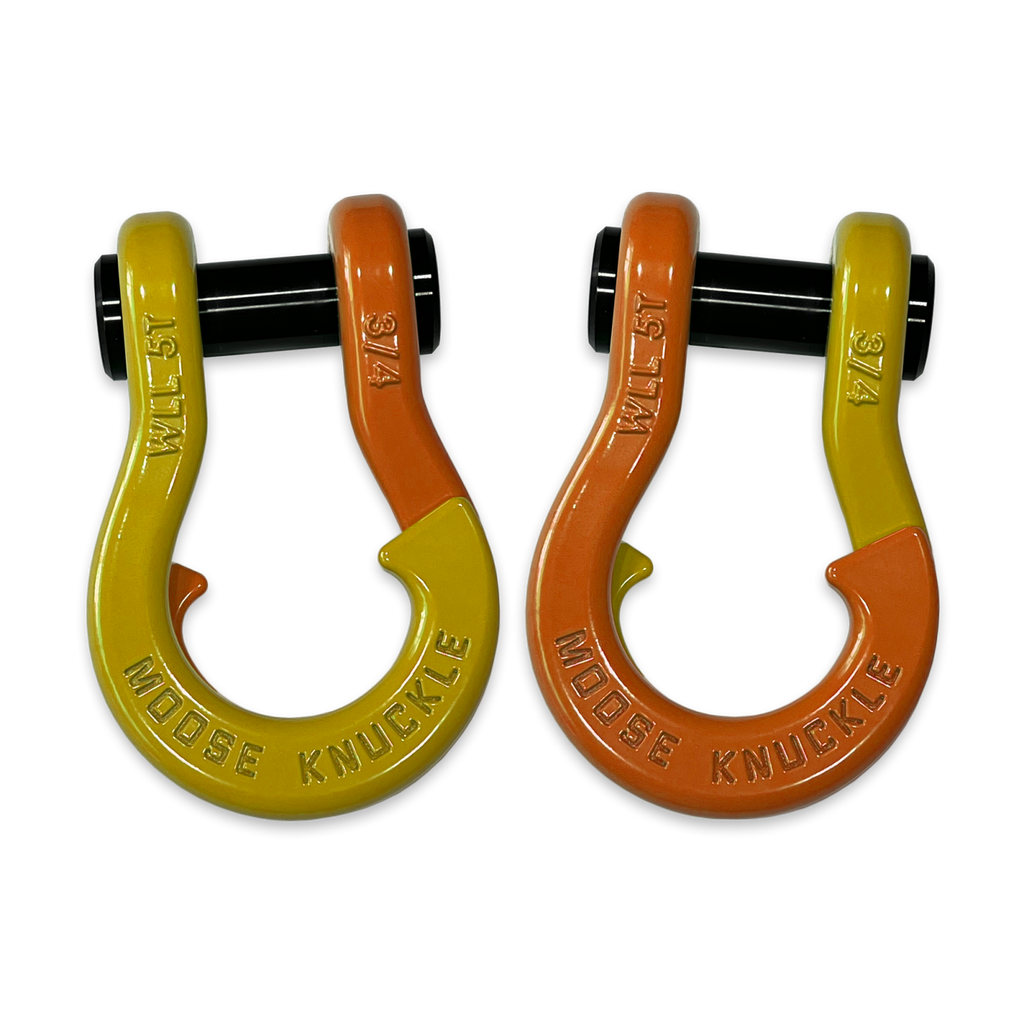 Jowl Recovery Split Shackle 3/4 Detonator Yellow and Obscene Orange Combo Moose Knuckle Offroad