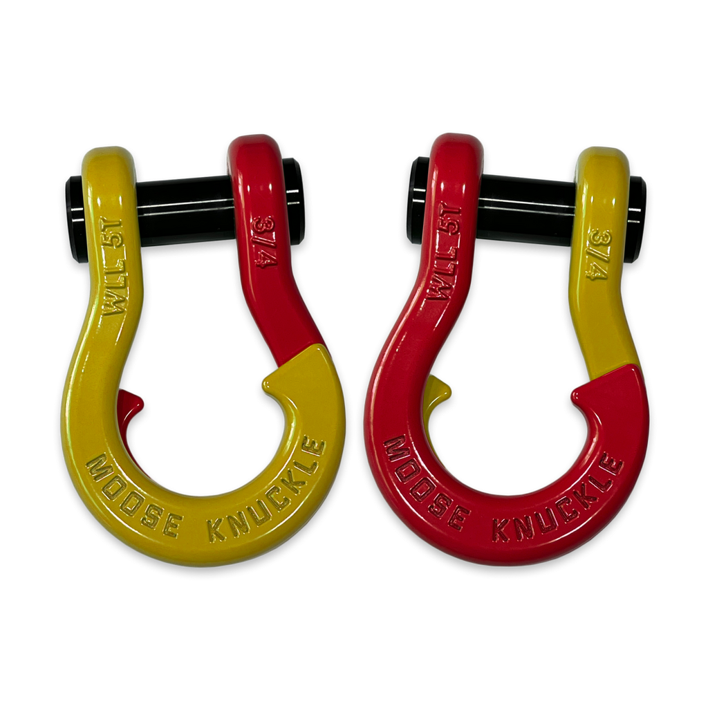 Jowl Recovery Split Shackle 3/4 Detonator Yellow and Flame Red Combo Moose Knuckle Offroad