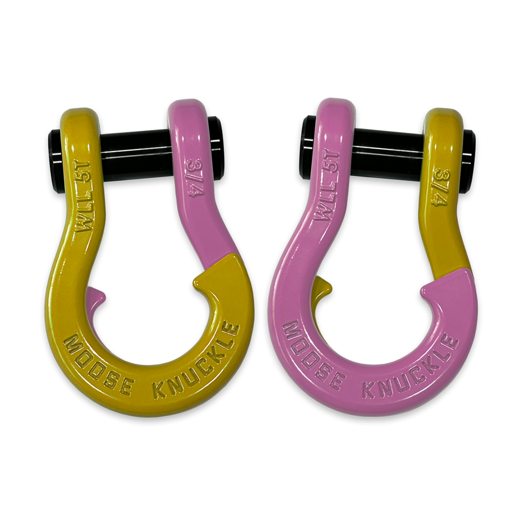 Jowl Recovery Split Shackle 3/4 Detonator Yellow and Pretty Pink Combo Moose Knuckle Offroad