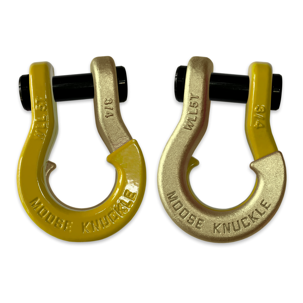 Jowl Recovery Split Shackle 3/4 Detonator Yellow and Brass Knuckle Combo Moose Knuckle Offroad