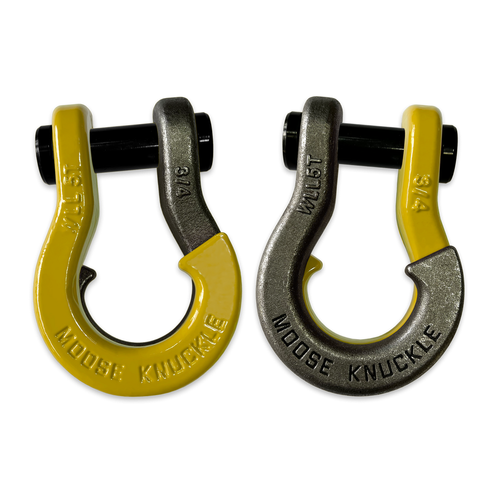 Jowl Recovery Split Shackle 3/4 Detonator Yellow and Raw Dog Combo Moose Knuckle Offroad